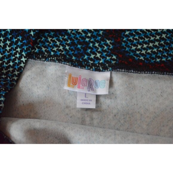 LuLaRoe Cassie Womens Skirt L Blue Paisley Floral Cross Stitch Print Spring Casu - Picture 3 of 6